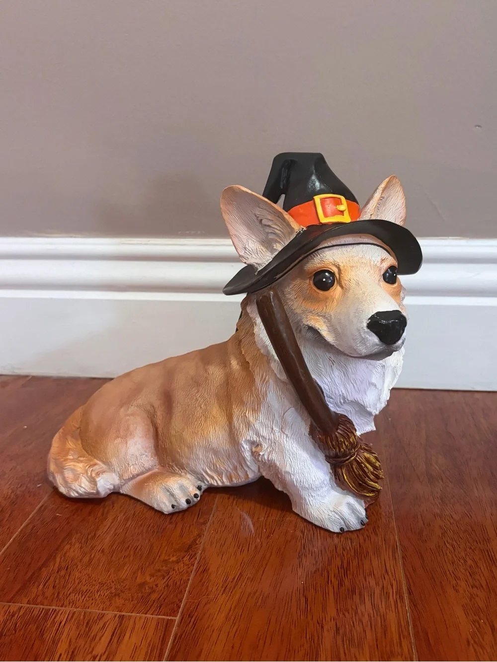 NWT Corgi Halloween Decor Witch Statue